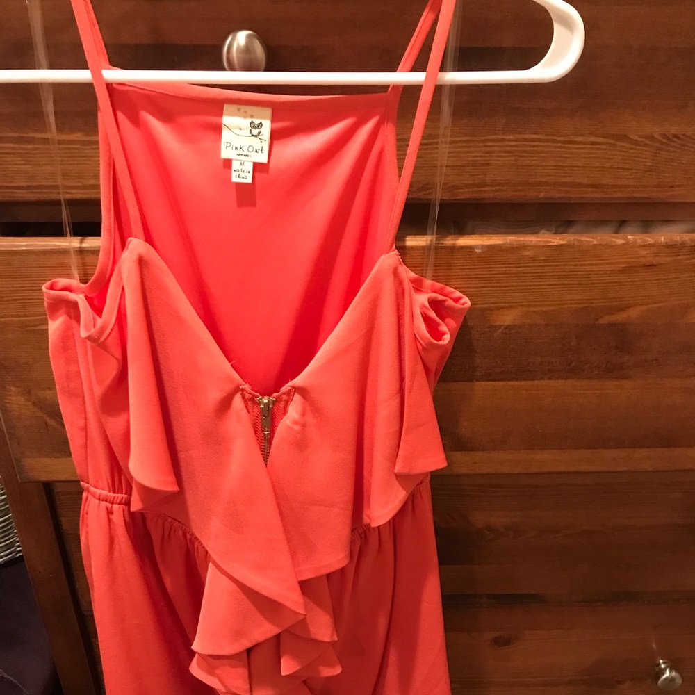 Beautiful coral ruffle dress